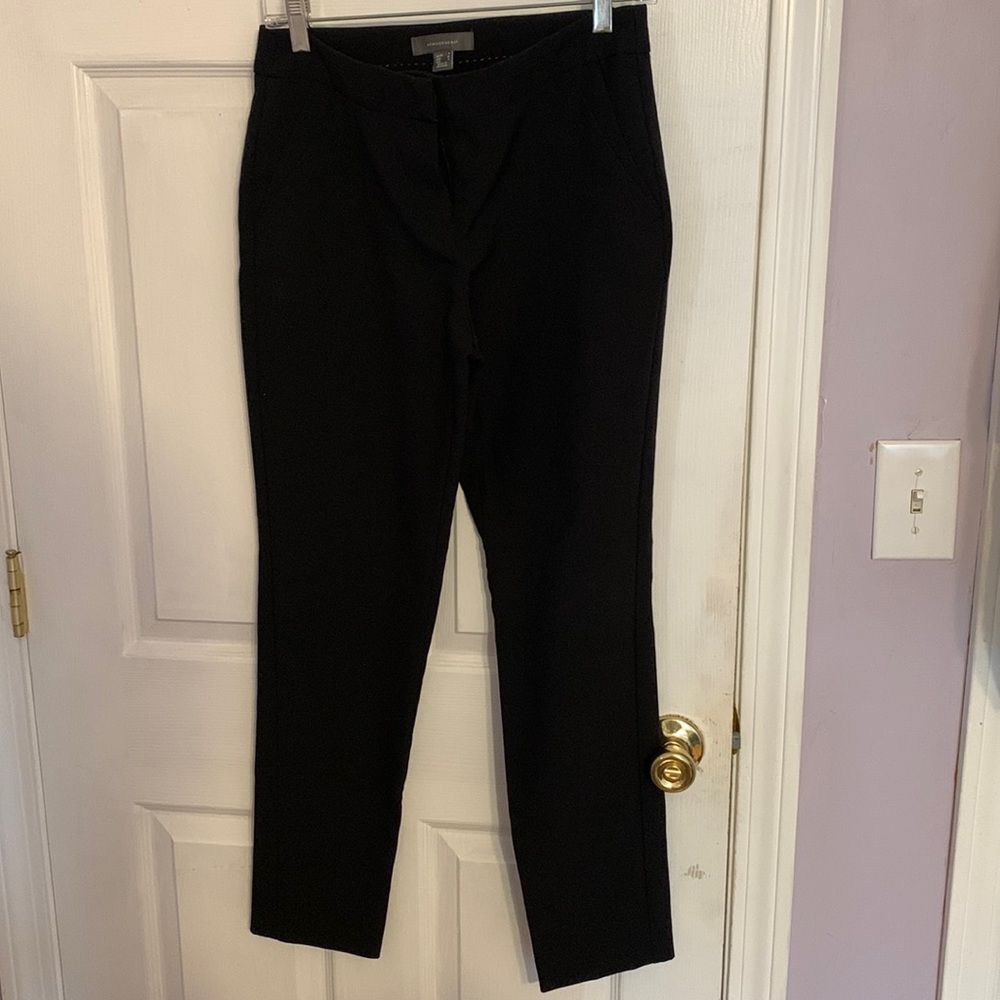 Black straight leg pants. For work or casual outfits.